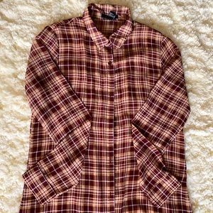 Size small forever 21 sheer plaid shirt dress. Worn a few times, been in closet.